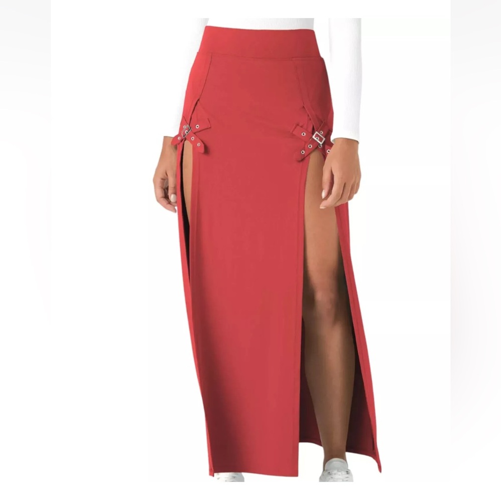 Halara Rust High Waisted Buckle 2-in-1 Maxi Skirt XS NWT